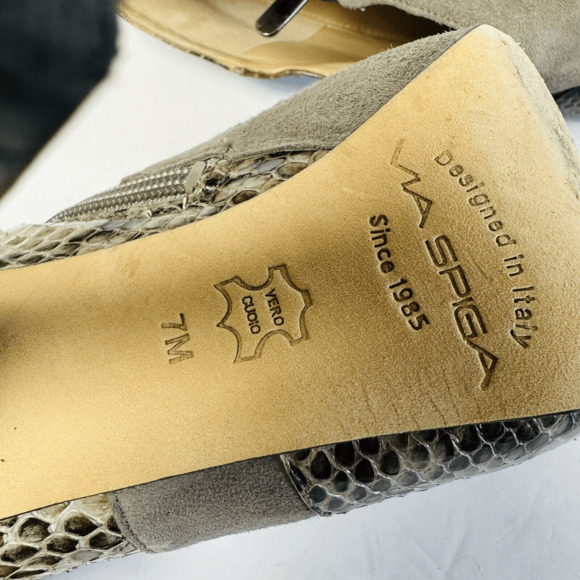 Via Spiga Acacia Bootie in Gray Suede Snake Skin 4.5”‎ High Heel Woman’s Size 7M - Picture 7 of 9